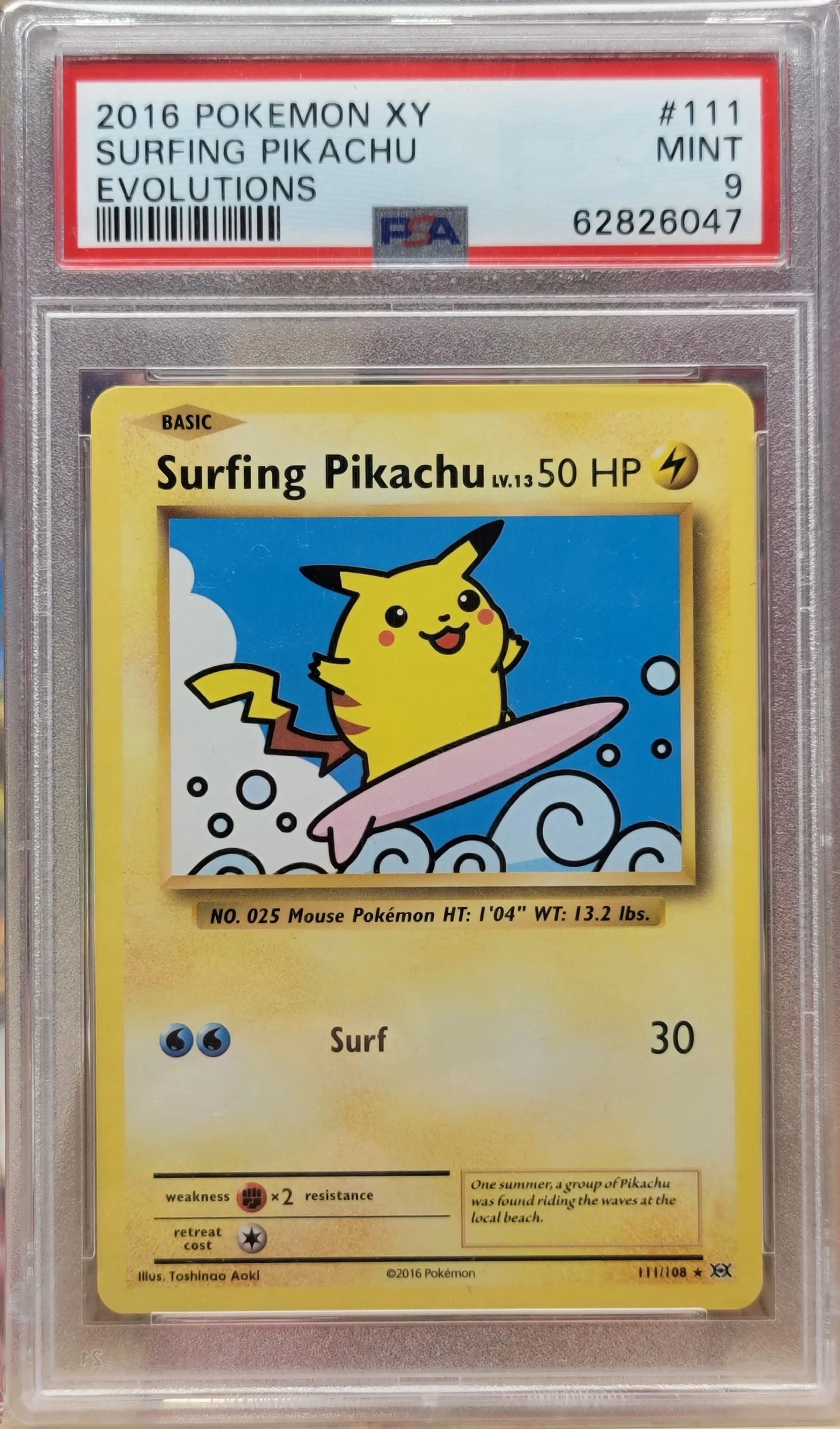 Image supplied with the listing Listing image for Surfing Pikachu 111/108
