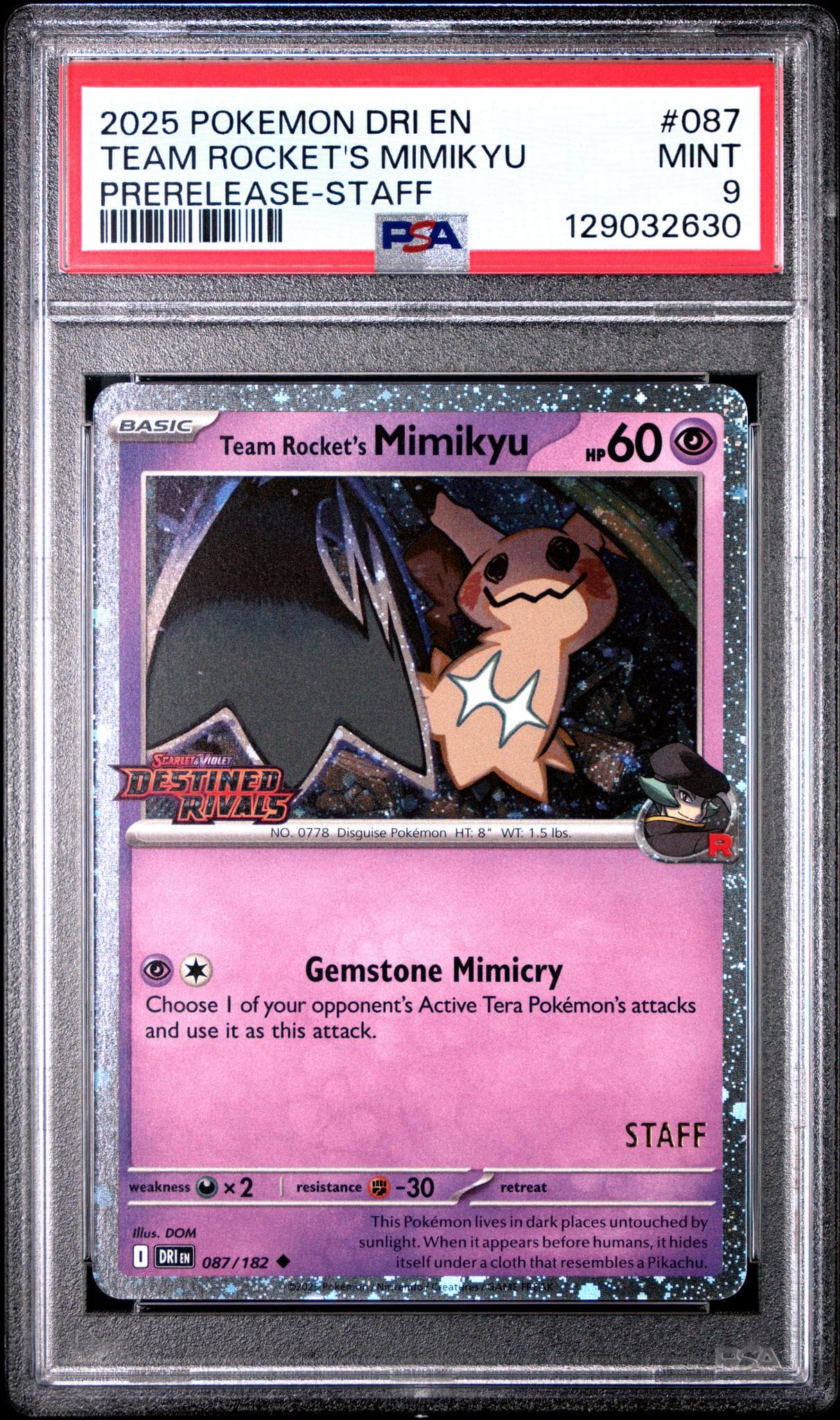 Image supplied with the listing Listing image for Team Rocket's Mimikyu 087/182